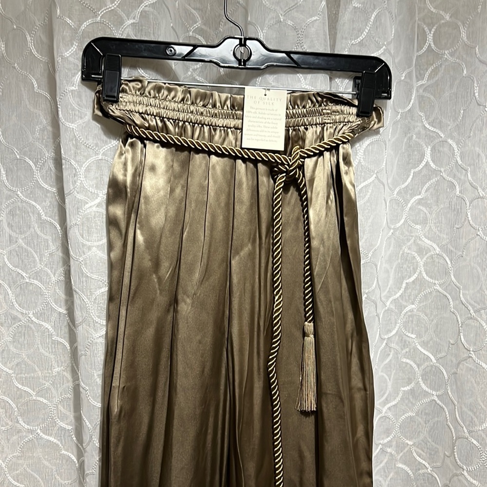 Victoria secret with drawstring waist 100% silk metallic gold